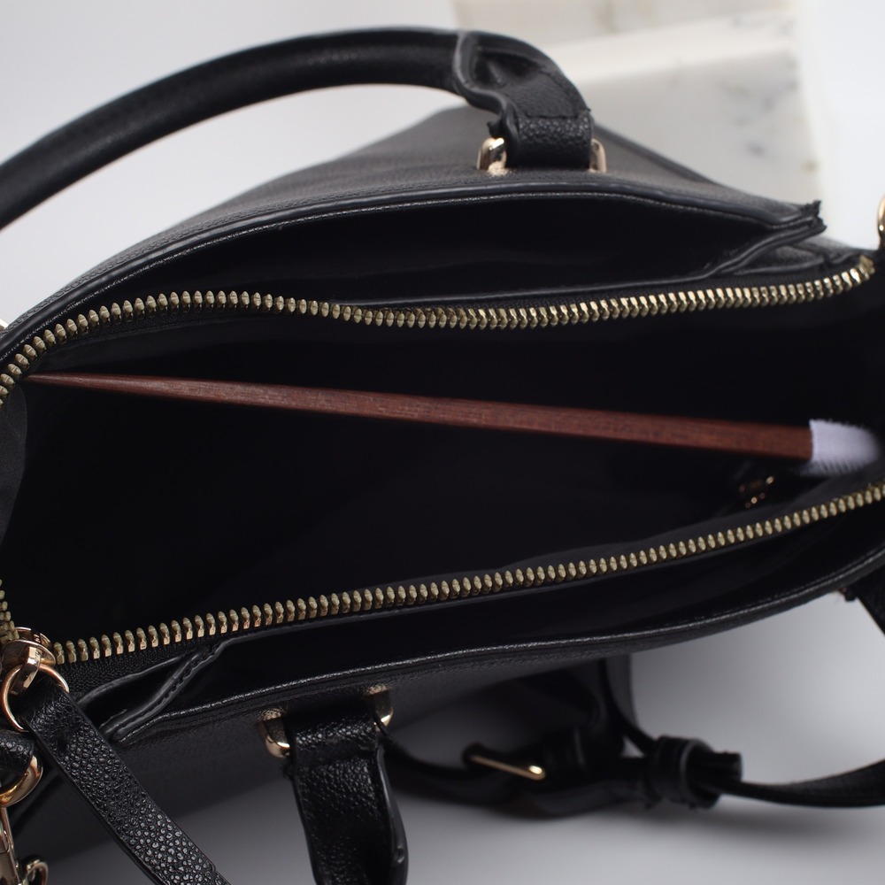 Nine West Black Pebbled Satchel Crossbody Bag Gold Hardware - Picture 5 of 7